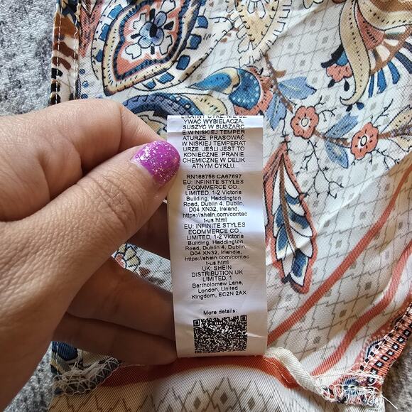 Shein Crop Top Womens Extra Small Multicolor Boho Print Tie Front Bandana Style - Picture 5 of 10